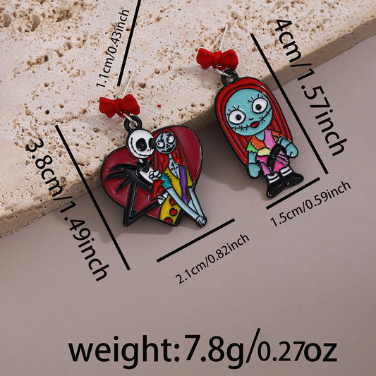 E3781 Aretes Jack y Sally 4.5cm aleacion