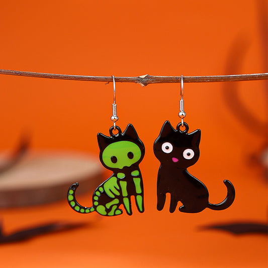 E3805 Aretes gato negro Halloween aleacion 5cm