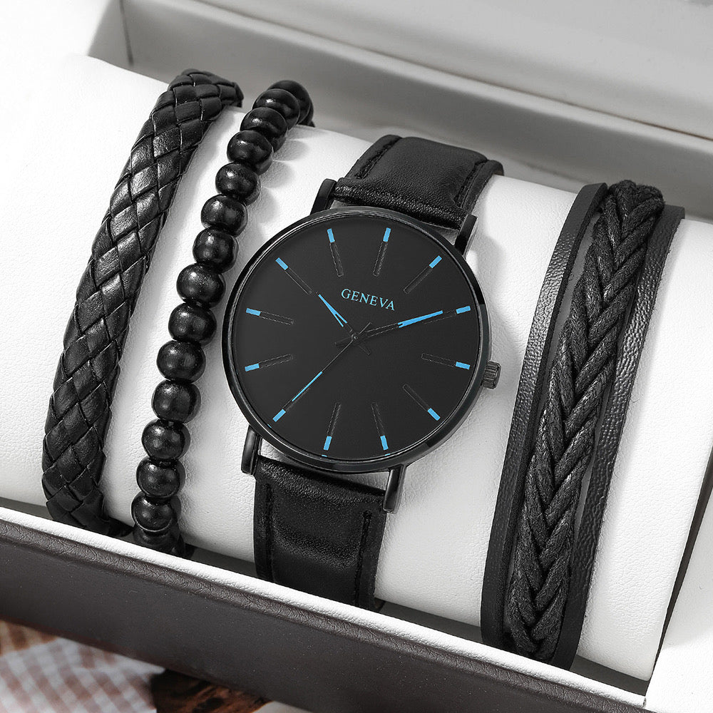 R146 Reloj negro con azul para hombre
