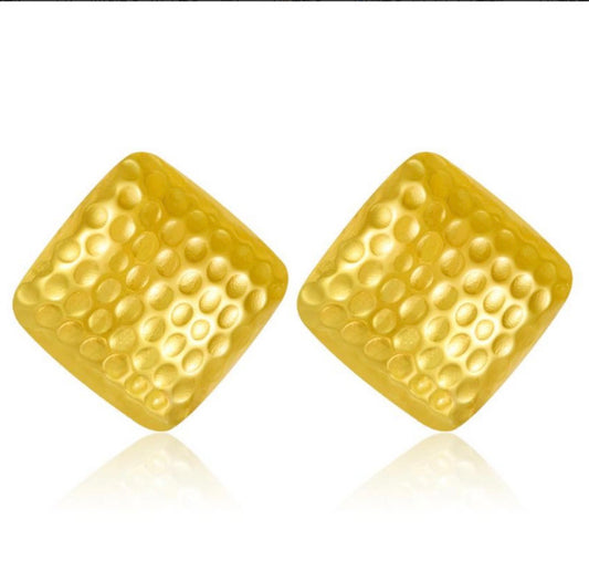 E5477 Aretes cuadros dorados acero inoxidable 3cm