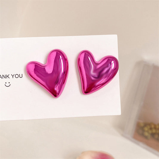 E4679R Aretes corazon globo acrilico 3cm