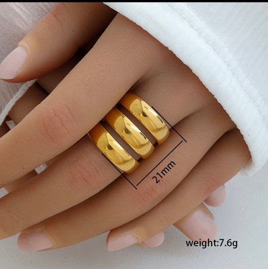 A544 Anillos triple dorado ajustable acero de titanio