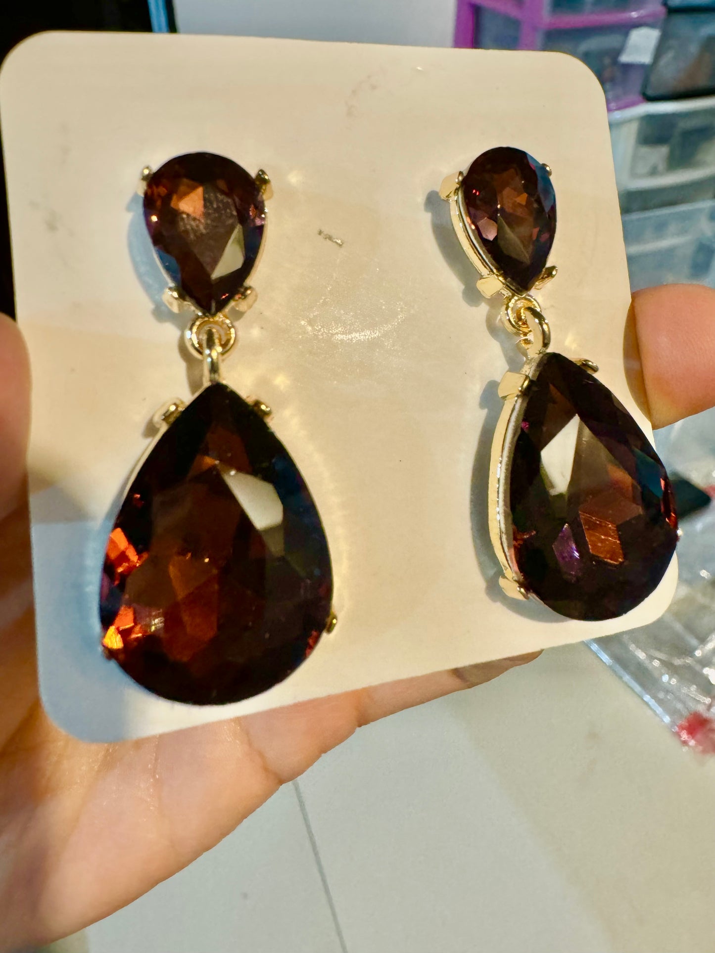 2896M Aretes gota cristal jerez 4.5 CM