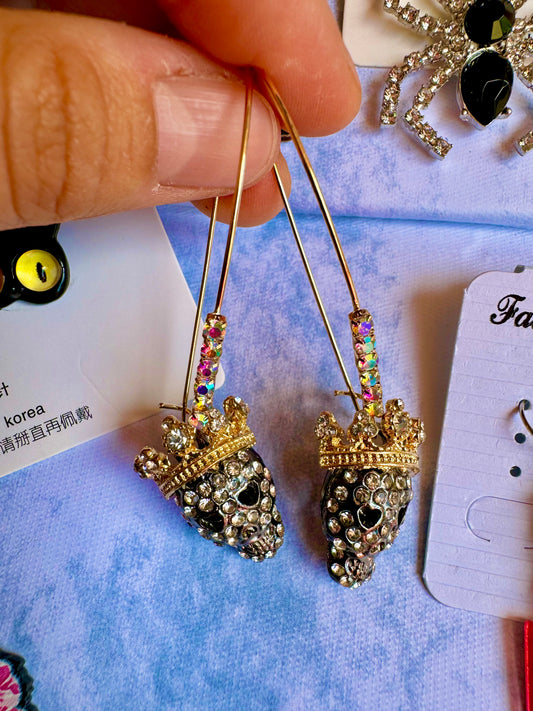 E518 Aretes Brillantes Calavera Halloween