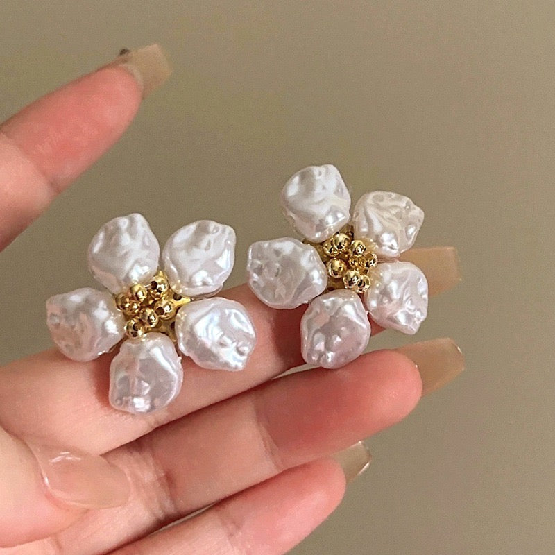 E3251 Aretes flores piedra de imitacion 3cm