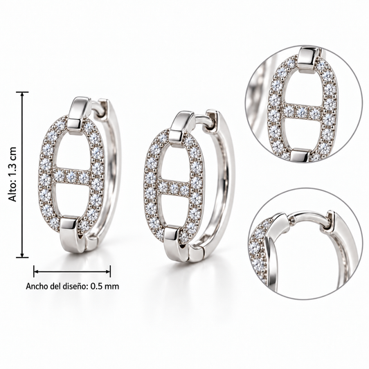 E7511 Aretes microincrustaciones de circon cobre poste de plata