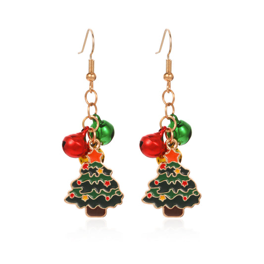 E4189 Aretes árbol de Navidad colgante  aleacion 6.5cm