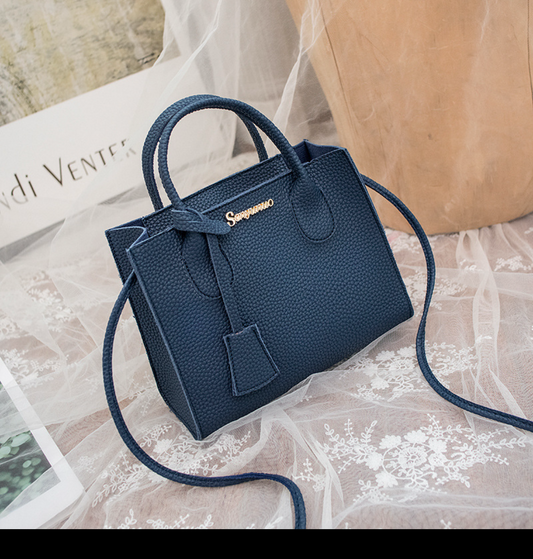 CR80 Bolso azul estilo vintage cuero sintético