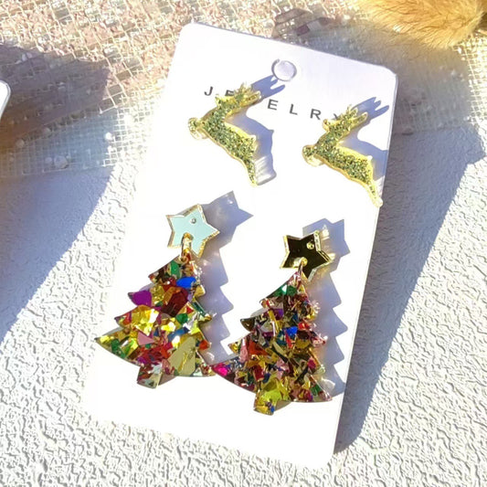 E4172 Aretes árbol de Navidad acrílico 4cm
