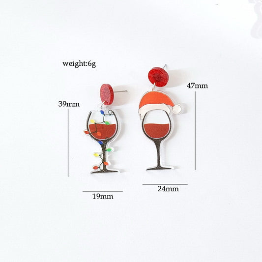 E4130 Aretes copa de vino acrílico 5.8cm