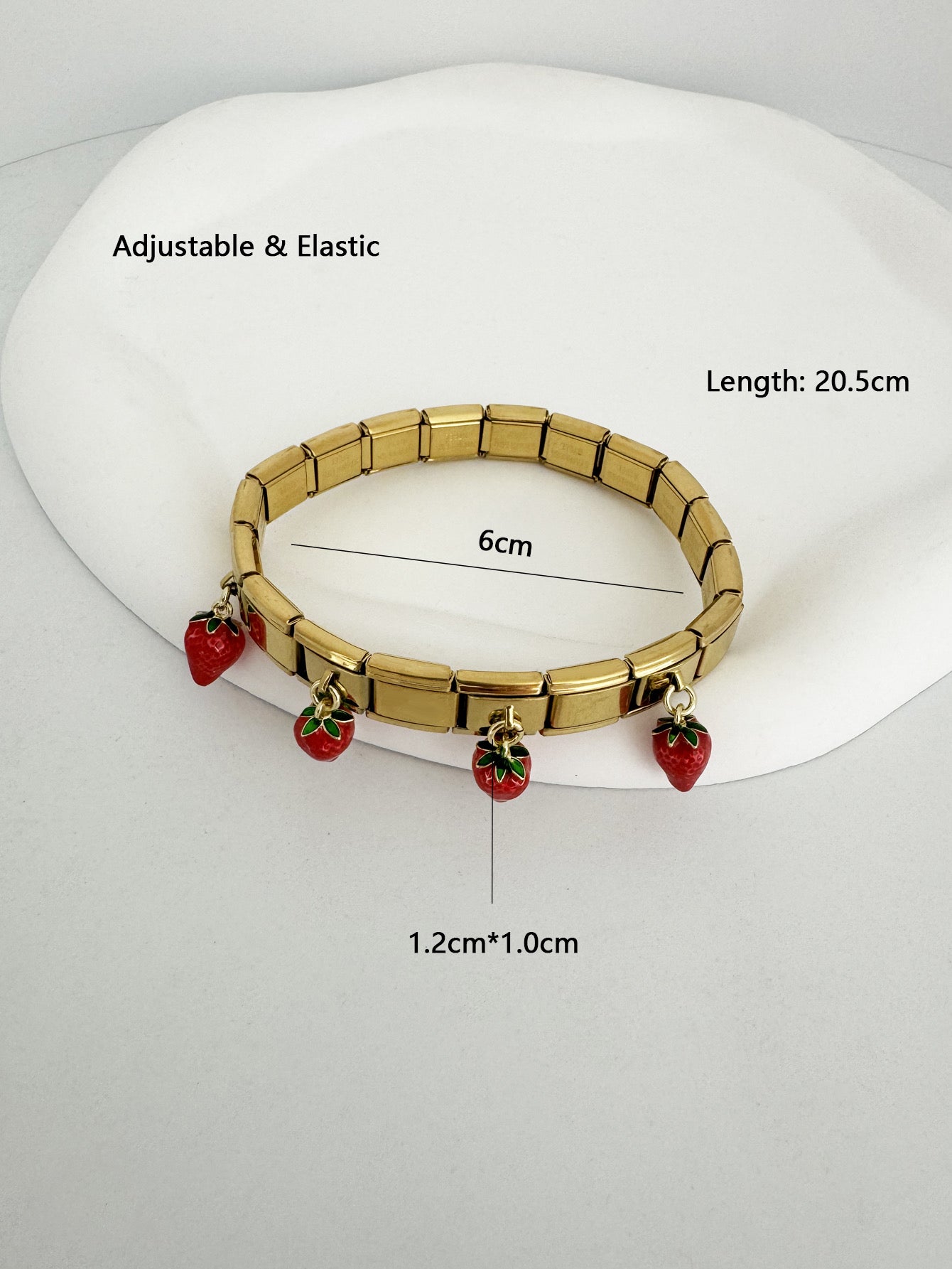 B143 Pulsera fresas de moda dorada chapada en oro de 18K aleacion de titanio laton