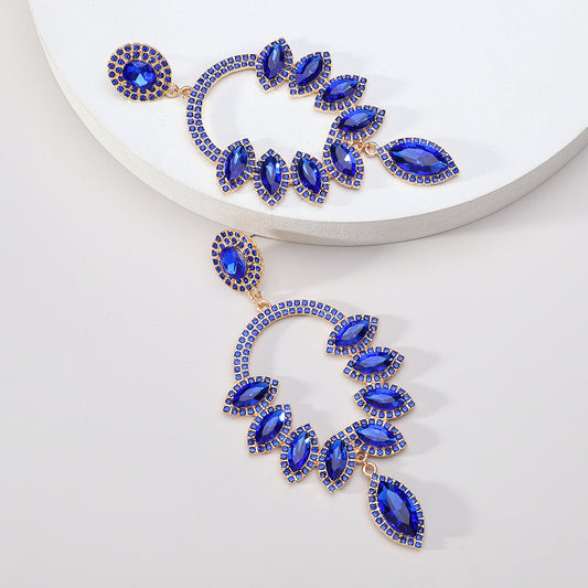 E7305A Aretes cristal elegante de fiesta 10.5cm