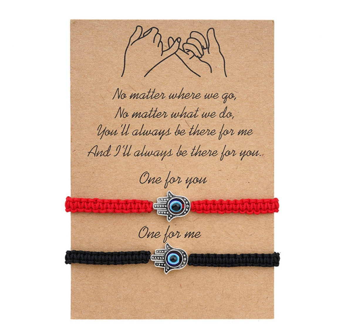 B681 Pulseras duo pareja negra roja ojo turco unisexo