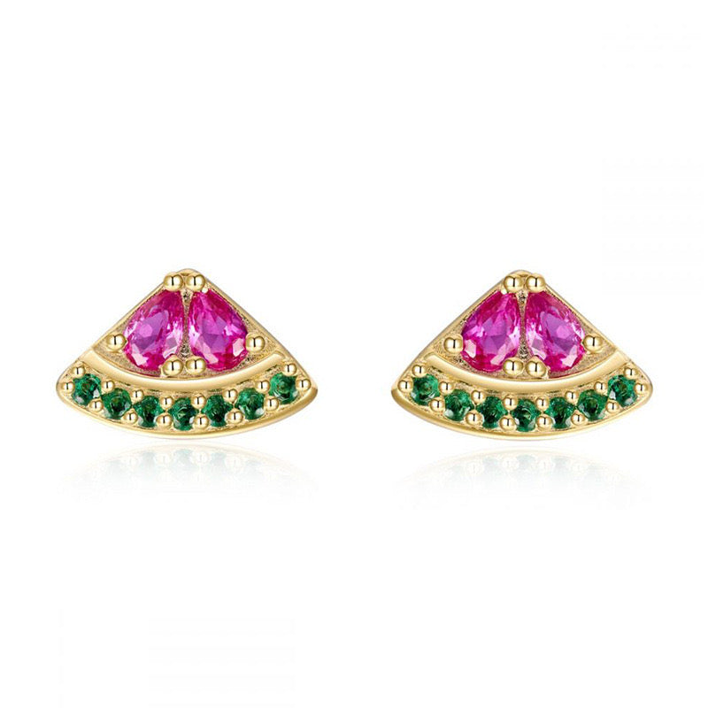 E4467 Aretes sandía elegante cobre .5cm