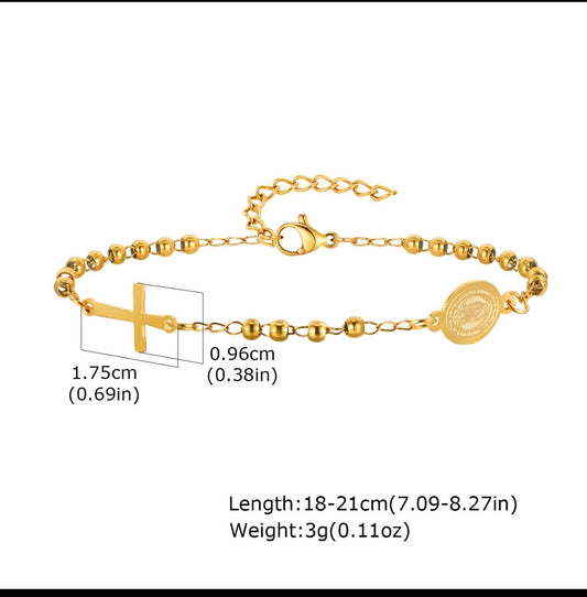 B763 pulsera san Benito dorada acero inoxidable