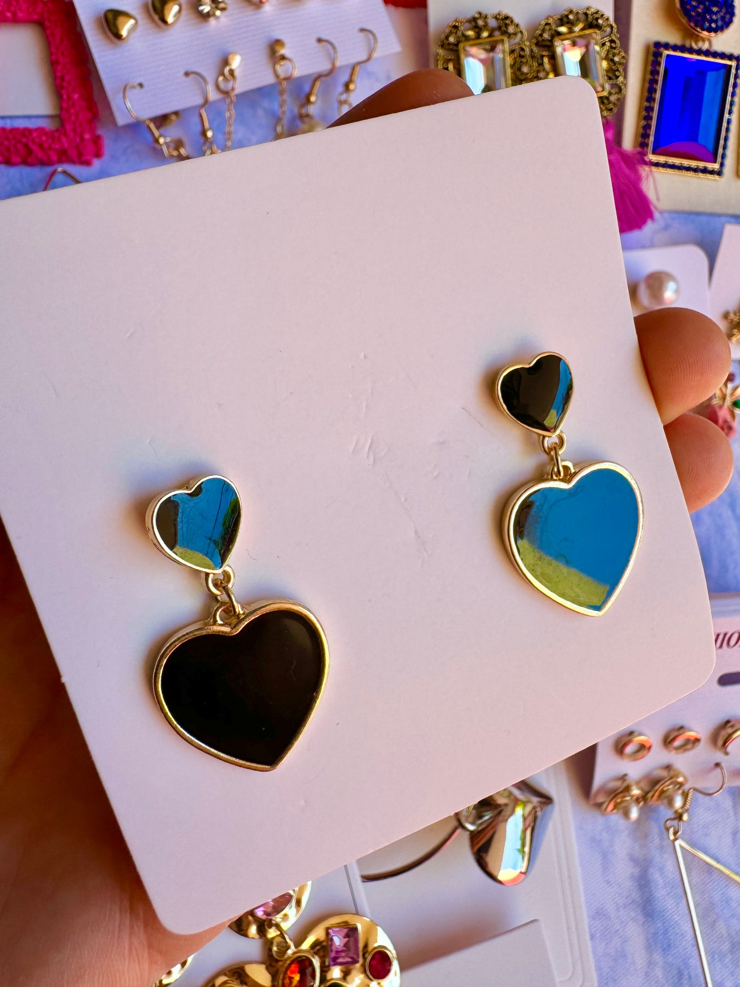 E1721 Aretes corazón esmaltado aleación enchapado