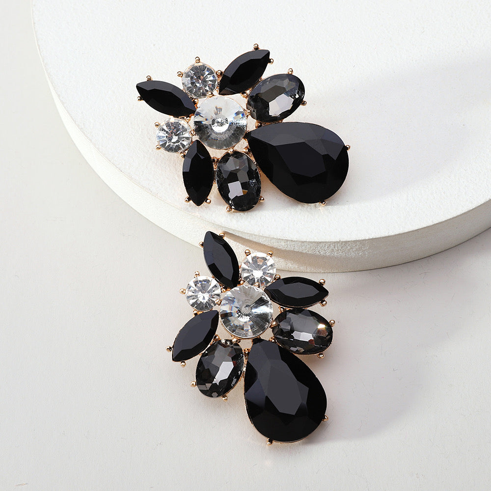 E7180 Aretes negroselegantes de fiesta aleacion 5cm