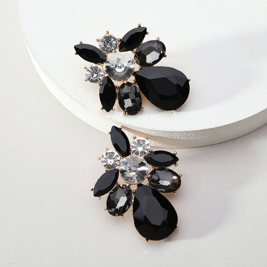 E7180 Aretes negroselegantes de fiesta aleacion 5cm