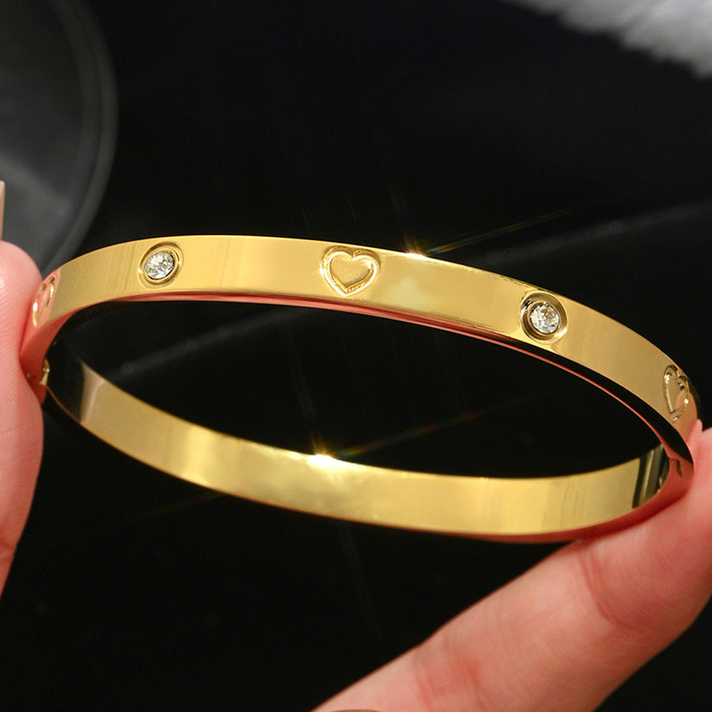 B961 Brazalete dorada imitacion de marca acero inoxidable 304 chapado en oro 18k