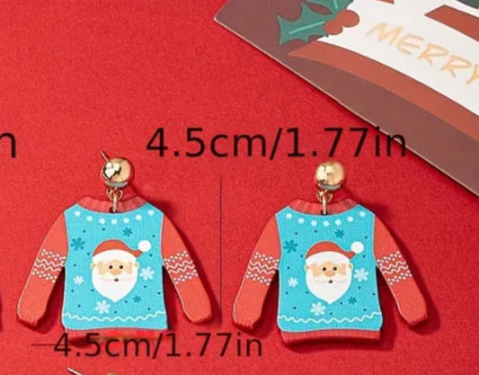 E4057 Aretes suéter de Navidad acrílico 5cm