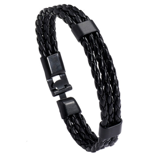 B740 pulsera cuero y corso  sintetico negra