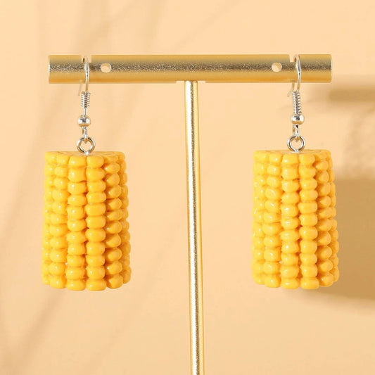 E1526 Aretes elote resina gancho Colgate aleacion 5cm