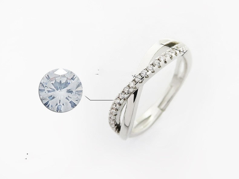 A194 anillo  brillante fiesta abierto incrustación de cristal cobre