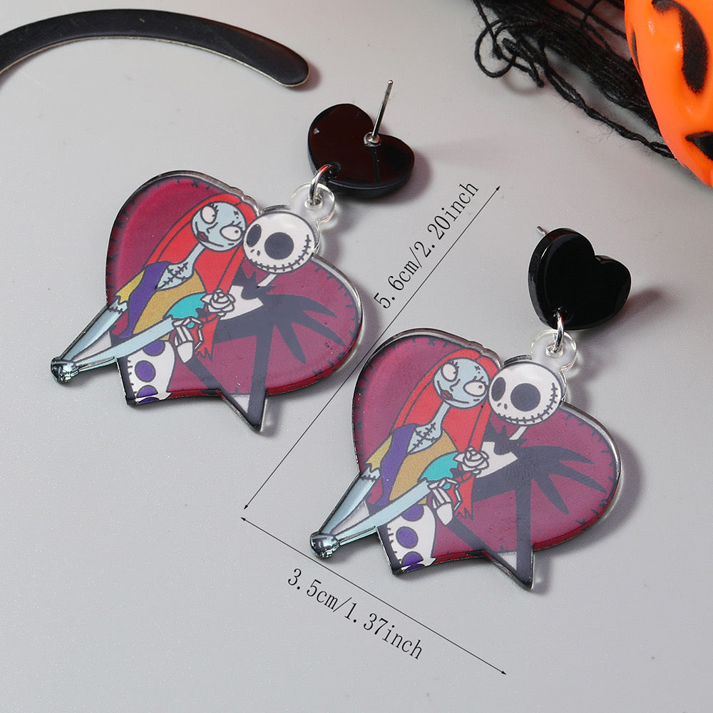 E3816 Aretes Jack y Sally acrílico 5.6cm