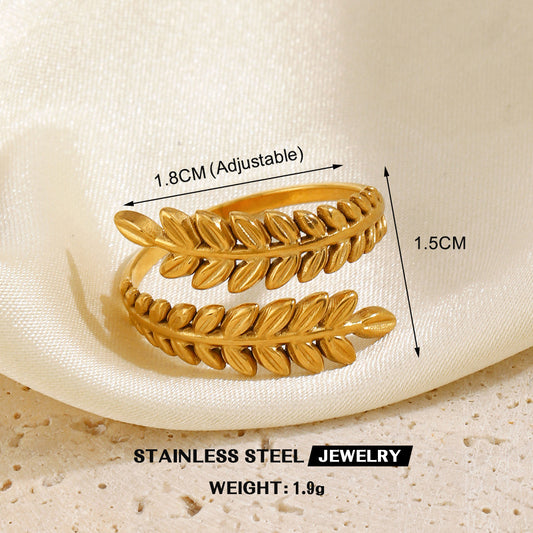A579 anillo hoja dorado ajustable acero inoxidable