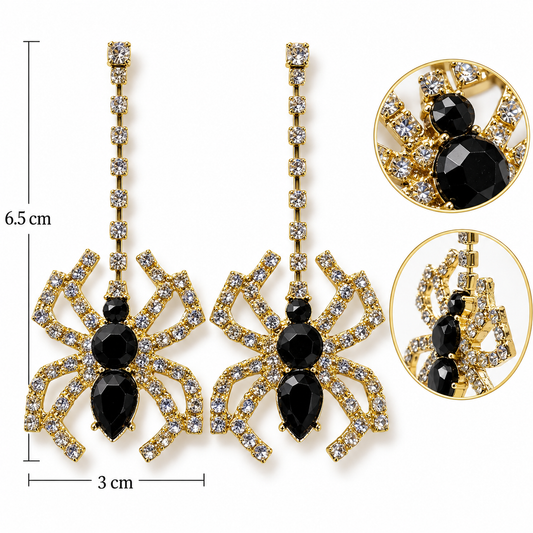 H156 Aretes araña cristal brillante elegantes