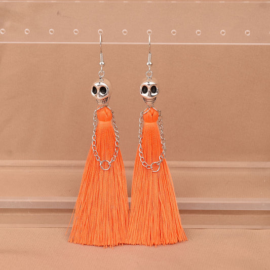 E4064 Aretes catrina naranja día de muertos aleacion 11cm