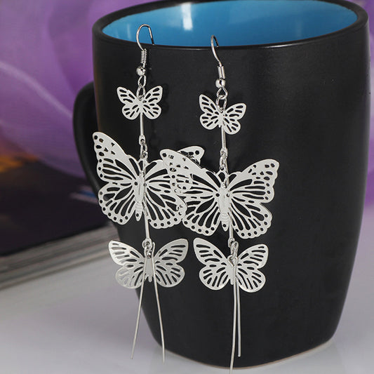 E3351P Aretes mariposa colgantes aleacion 11cm
