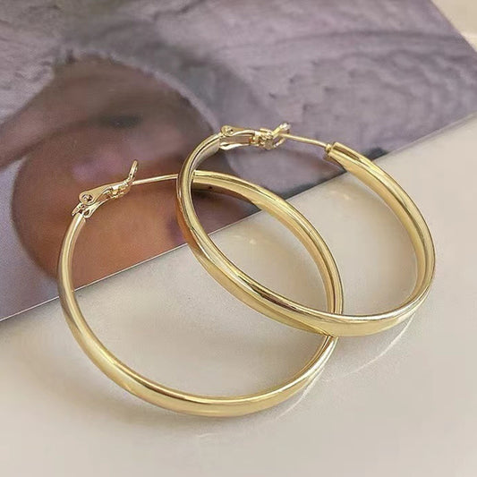 E2840 Media 12na incluye 6 pares Arracada dorada acero inoxidable chapado en oro 18k 5cm