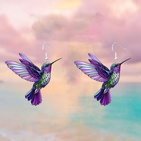 E4023 Aretes colibrí acrílico 3cm