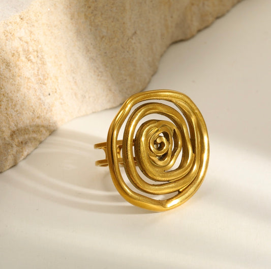 A556 Anillo dorado acero inoxidable abierto