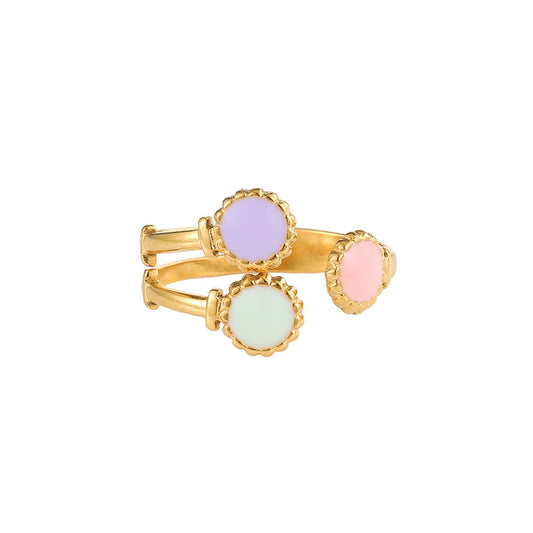 AC180 anillo colores abierto acero inoxidable chapado en oro 18k