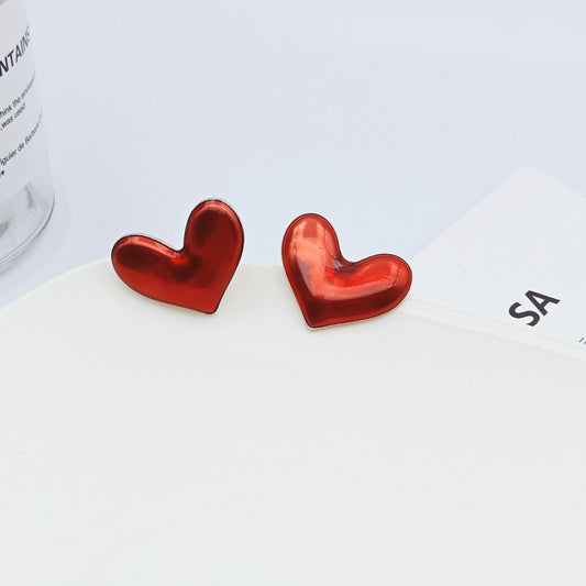 E3419 aretes corazón barniz 2cm