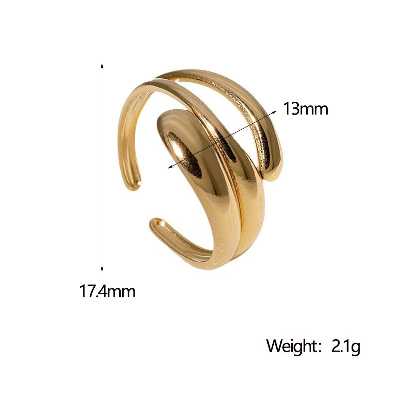 A80 Anillo acero inoxidable chapado en oro de 18K abierto