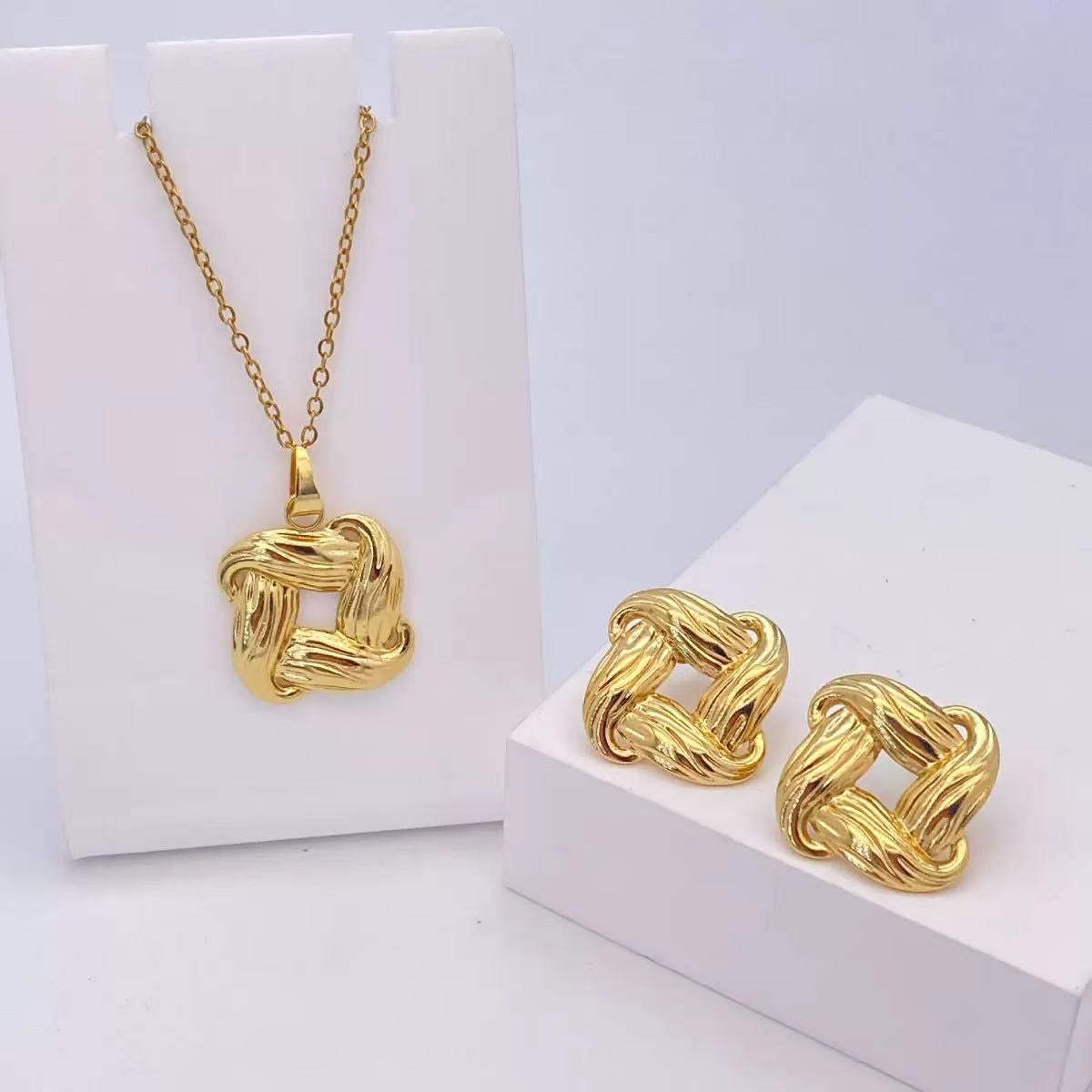 C1607 Conjunto collar aretes acero inoxidable 304 collar 19cm aretes 2cm