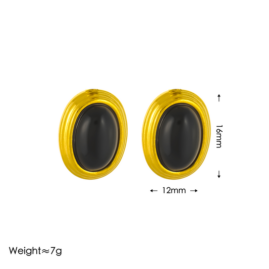 E3365 Aretes acero inoxidable chapado en oro 18k 1.6cm