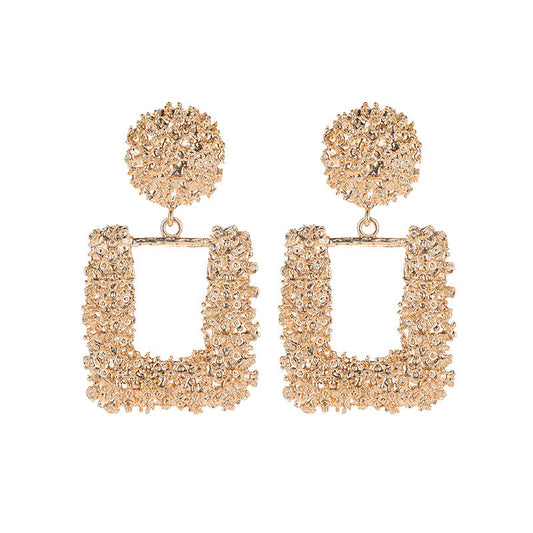 E7120 aretes cuadrado elegante dorado aleacion 4cm