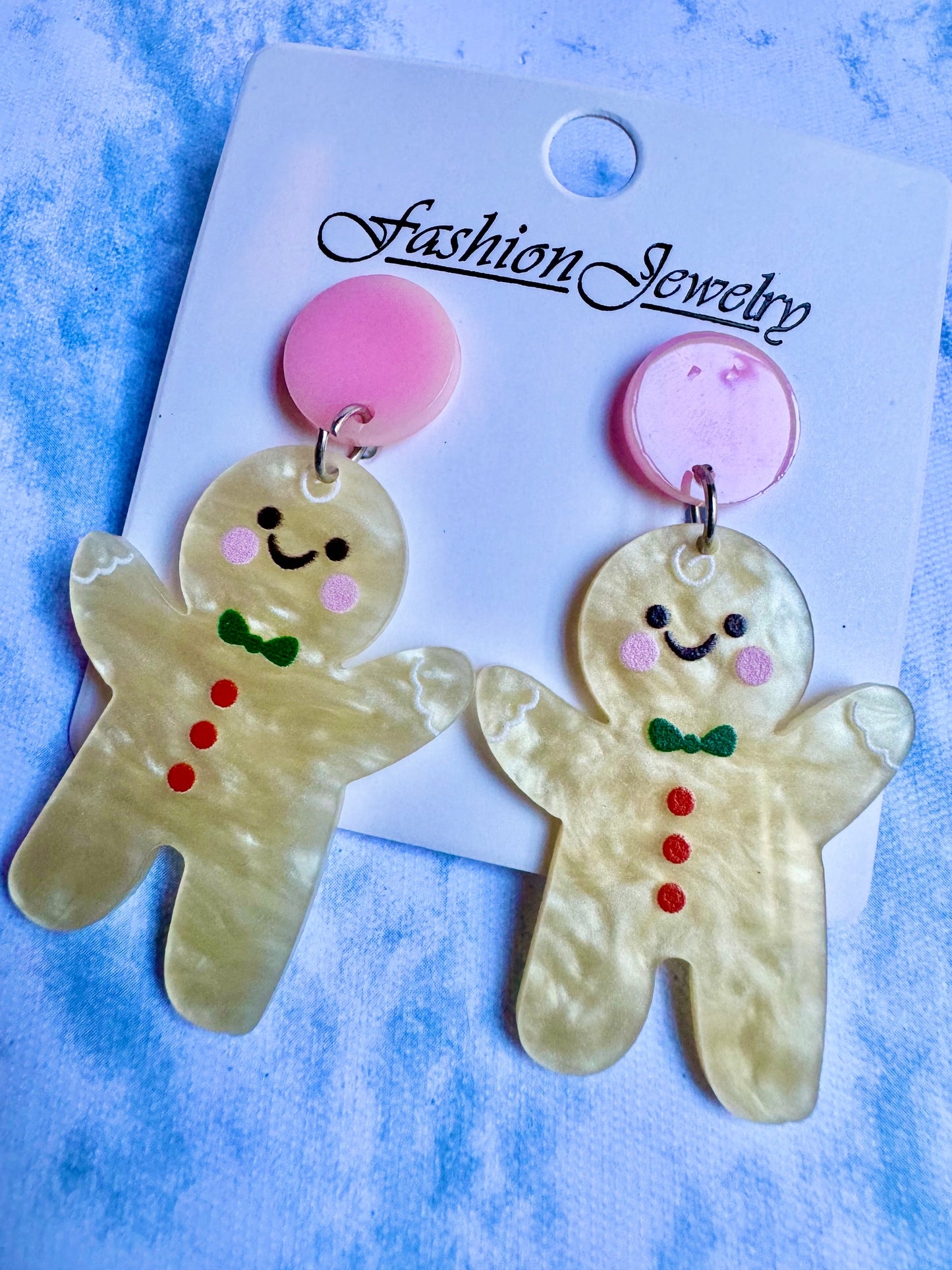 E571 Aretes galleta de jengibre navideños resina 6cm