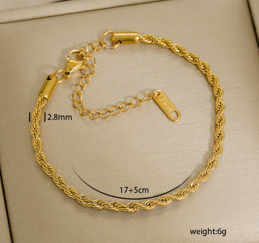 B846 Pulsera dorada estilo clásico acero inoxidable 21cm