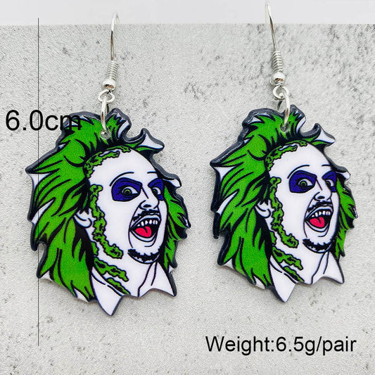 E3893 Aretes beetlejuice Halloween acero en acrílico 6cm