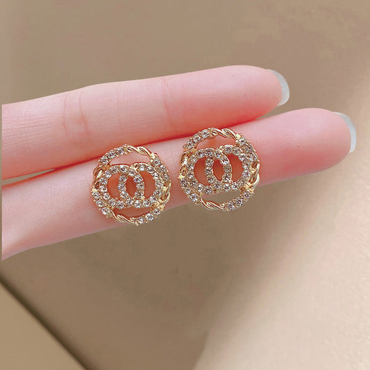 E3968 Aretes aro dorado brillante aleacion 2cm