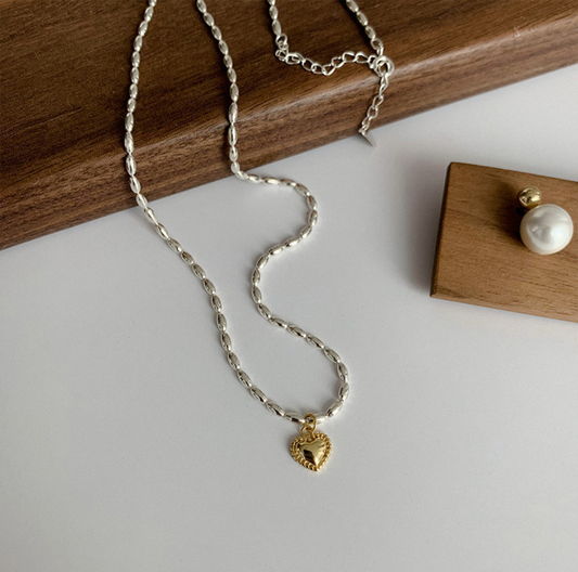 C1058 Collar cuencas corazon dorado aleacion