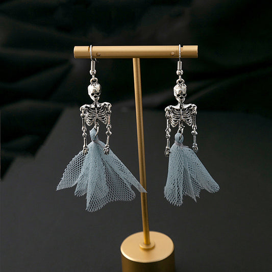 E3774 Aretes esqueleto falta azul aleacion 8.5cm