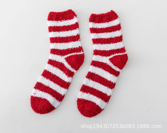 Calcetines poliéster rayas de Navidad