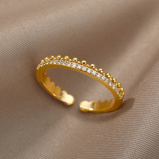 A597 Anillo de cobre circon chapado en oro de 18k abierto