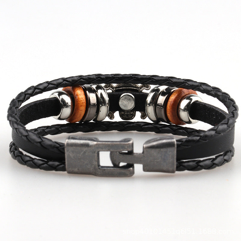 B303 Pulsera one pice para caballero cuero sintetico 20cm